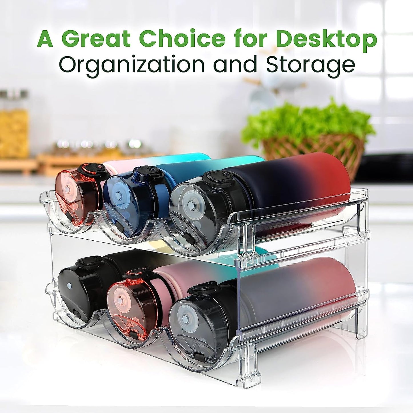 Maximize Your Space with Our Stylish 2-Pack Water Bottle Organizer - Perfect for Cabinets and Refrigerators!