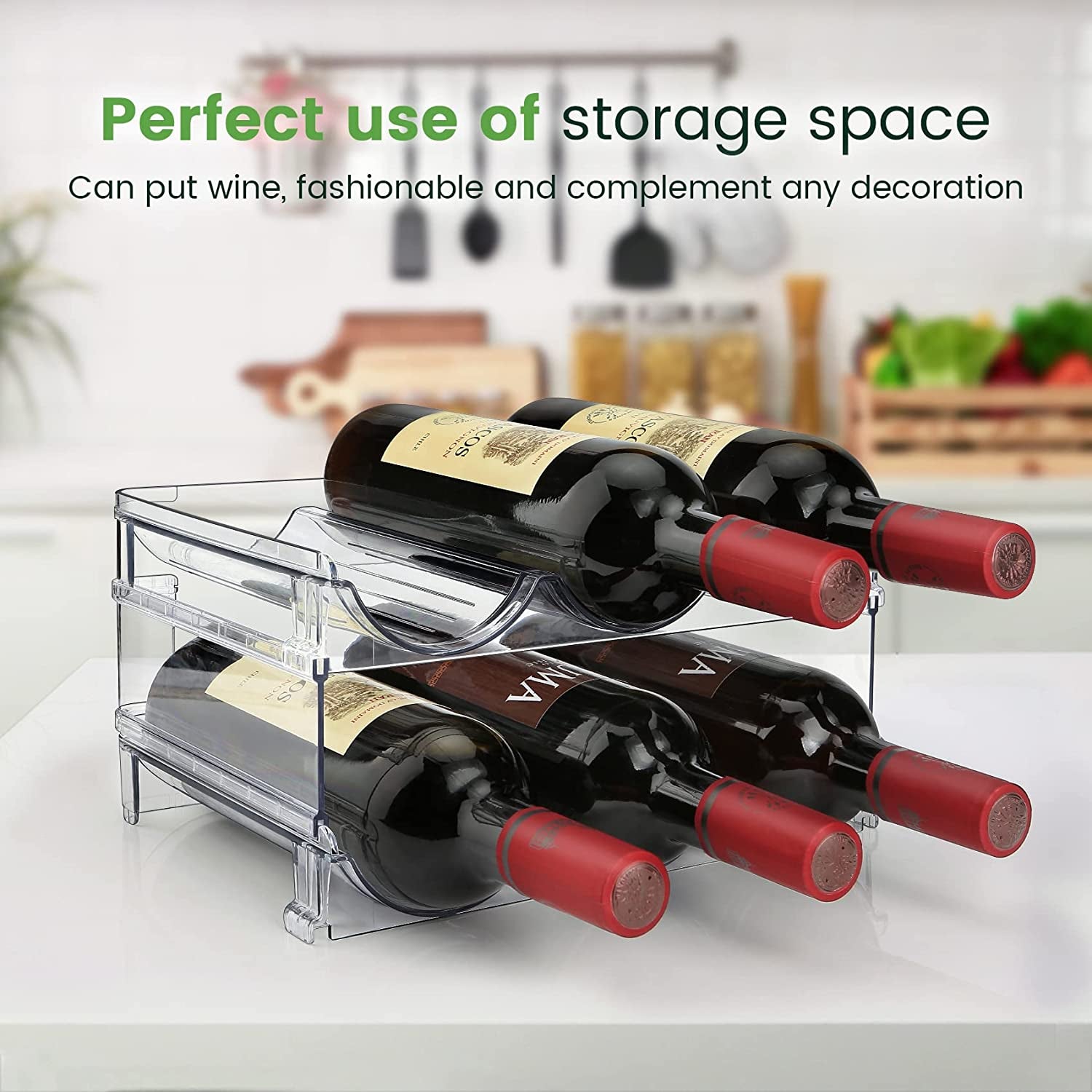 Maximize Your Space with Our Stylish 2-Pack Water Bottle Organizer - Perfect for Cabinets and Refrigerators!
