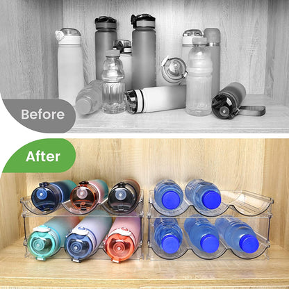 Maximize Your Space with Our Stylish 2-Pack Water Bottle Organizer - Perfect for Cabinets and Refrigerators!