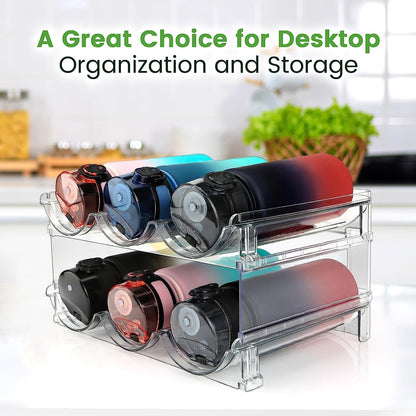 Maximize Your Space with Our Stylish 2-Pack Water Bottle Organizer - Perfect for Cabinets and Refrigerators!