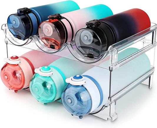 Maximize Your Space with Our Stylish 2-Pack Water Bottle Organizer - Perfect for Cabinets and Refrigerators!
