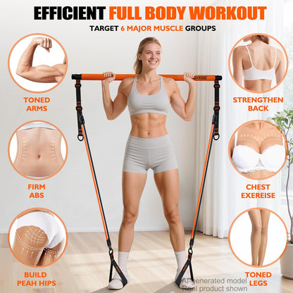 Elevate Your Fitness Journey with Our Multifunctional Pilates Bar Kit - Perfect for Home Workouts, Strength Training, and Full-Body Conditioning!