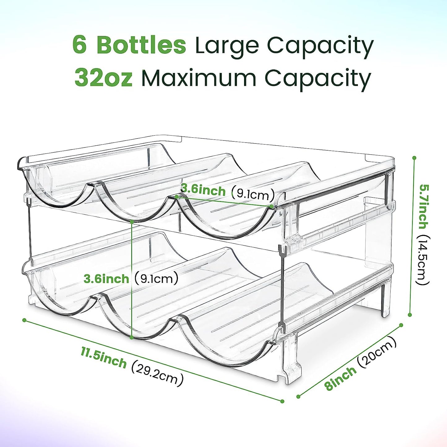 Maximize Your Space with Our Stylish 2-Pack Water Bottle Organizer - Perfect for Cabinets and Refrigerators!
