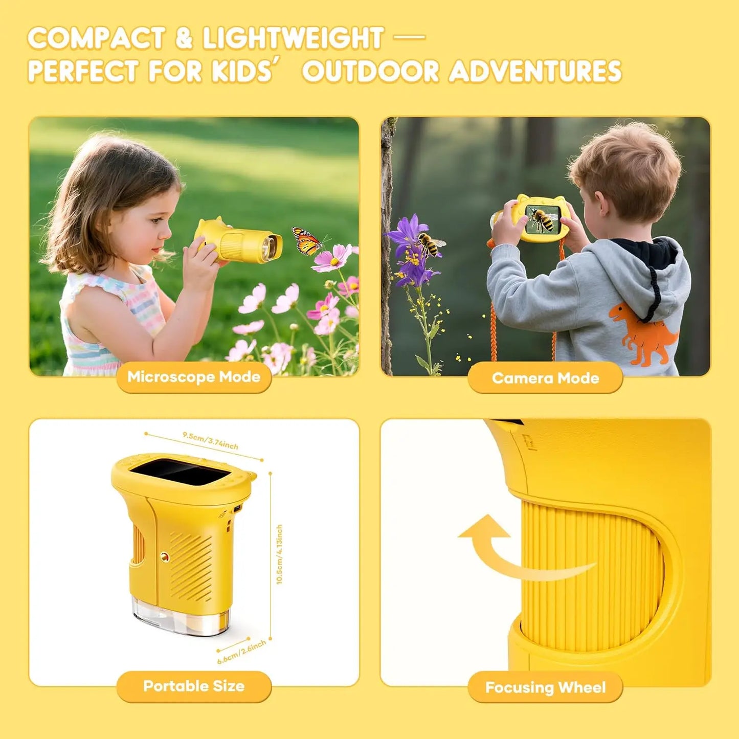 Discover the Wonders of Science with the Handheld Kids Microscope - 2.4-Inch Screen, 1000X Magnification, Perfect Educational Gift for Boys & Girls!