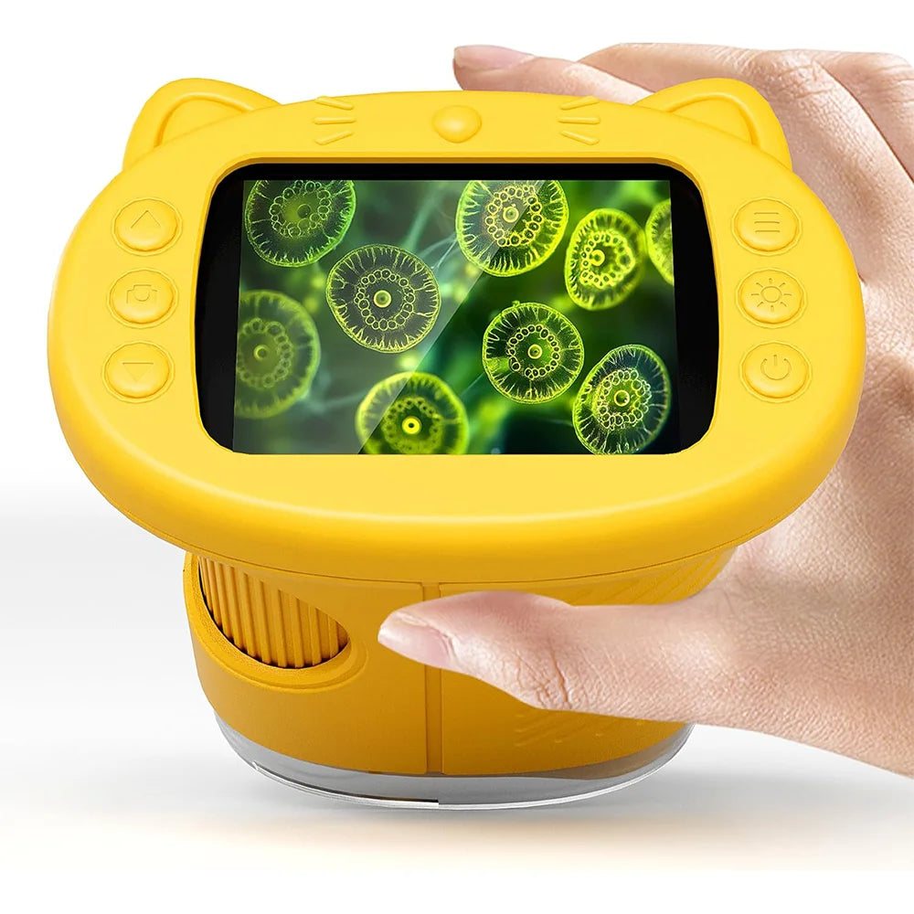 Discover the Wonders of Science with the Handheld Kids Microscope - 2.4-Inch Screen, 1000X Magnification, Perfect Educational Gift for Boys & Girls!