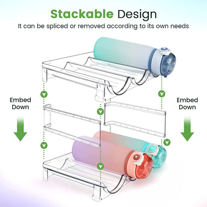 Maximize Your Space with Our Stylish 2-Pack Water Bottle Organizer - Perfect for Cabinets and Refrigerators!